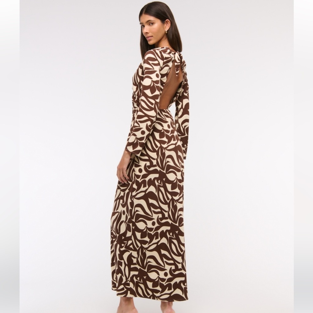 Long-Sleeve Twist-Front Maxi Dress